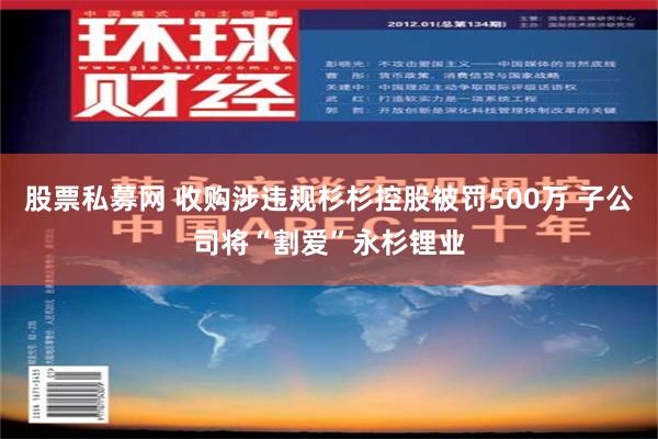 股票私募网 收购涉违规杉杉控股被罚500万 子公司将“割爱”永杉锂业