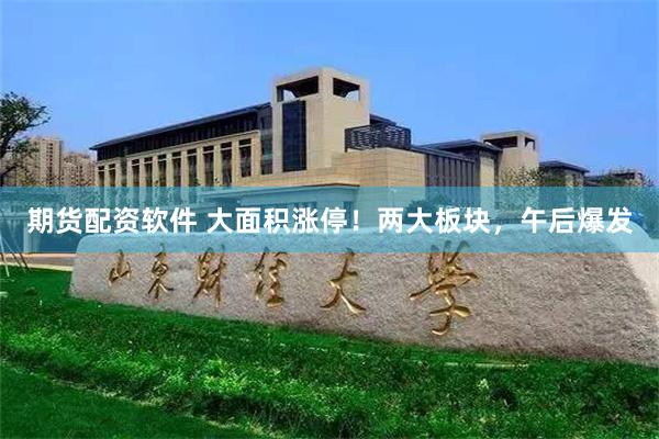 期货配资软件 大面积涨停！两大板块，午后爆发
